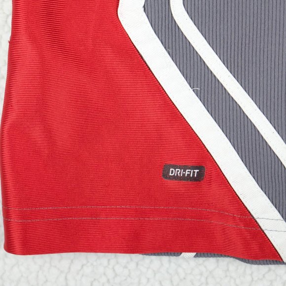 Vintage Nike Basketball Shorts Mens Small Gray Red Striped Ribbed Dri Fit 90s - Picture 2 of 8